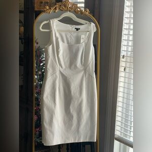 Ann Taylor NWT White Cotton Blend Stretch Seamed Scoopneck Dress